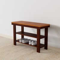 Amazon Basics tömör fenyőfa cipőtároló pad 3 szintes előszoba cipőállvány barna 70x26x45 cm 2