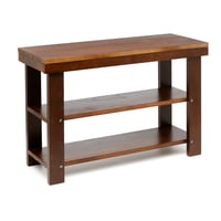Amazon Basics tömör fenyőfa cipőtároló pad 3 szintes előszoba cipőállvány barna 70x26x45 cm 4