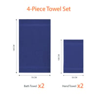 Set prosoape Amazon Basics, 4 piese, 2 prosoape de baie și 2 prosoape de mâini, albastru regal, 100% bumbac, 500 g/m², rezistent la decolorare, absorbant 3