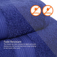 Set prosoape Amazon Basics, 4 piese, 2 prosoape de baie și 2 prosoape de mâini, albastru regal, 100% bumbac, 500 g/m², rezistent la decolorare, absorbant 6