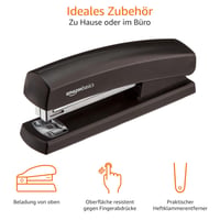 Kancelárska zošívačka Amazon Basics s 1000 spinkami, kapacita 10 listov, protišmyková gumová základňa, čierna, na domáce a kancelárske použitie 5