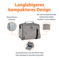 Amazon Basics opakovane použiteľná izolovaná chladiaca taška, kapacita 50 plechoviek, sivá, 8,52 litra, vodoodolná, ľahká 2