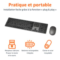 Súprava nabíjateľnej bezdrôtovej myši a klávesnice Amazon Basics, francúzske rozloženie – šedo-čierna 2