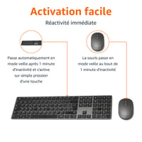 Súprava nabíjateľnej bezdrôtovej myši a klávesnice Amazon Basics, francúzske rozloženie – šedo-čierna 5