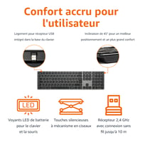 Súprava nabíjateľnej bezdrôtovej myši a klávesnice Amazon Basics, francúzske rozloženie – šedo-čierna 3