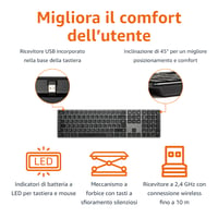 Nabíjateľná bezdrôtová myš a ultratenká tichá klávesnica plnej veľkosti s numerickým blokom Amazon Basics, čierna 3