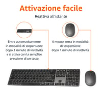Nabíjateľná bezdrôtová myš a ultratenká tichá klávesnica plnej veľkosti s numerickým blokom Amazon Basics, čierna 5
