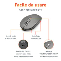 Nabíjateľná bezdrôtová myš a ultratenká tichá klávesnica plnej veľkosti s numerickým blokom Amazon Basics, čierna 4