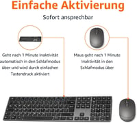 Amazon Basics újratölthető vezeték nélküli ultravékony csendes billentyűzet és egér numerikus gombsorral - fekete 5