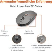 Amazon Basics újratölthető vezeték nélküli ultravékony csendes billentyűzet és egér numerikus gombsorral - fekete 4