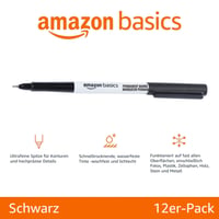 Markere cu cerneală permanentă Amazon Basics, vârf ultra-subțire, negru, set de 12 bucăți 2