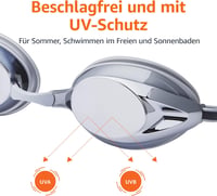 Unisex plavecké okuliare Amazon Basics – zrkadlové strieborné – univerzálna veľkosť 3