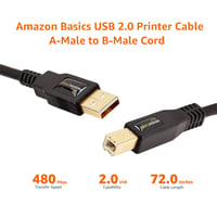 Cablu imprimantă Amazon Basics USB 2.0 A-B cu conectori placați cu aur, 1,8 m, negru 7