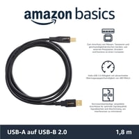 Cablu imprimantă Amazon Basics USB 2.0 A-B cu conectori placați cu aur, 1,8 m, negru 2