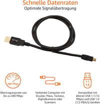 AmazonBasics USB 2.0 A–Mini-B kábel - fekete - 0,9 m 4