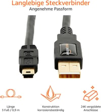 AmazonBasics USB 2.0 A–Mini-B kábel - fekete - 0,9 m 2