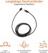 Amazon Basics USB 3.0 A-A hosszabbító kábel 3m fekete, PC kompatibilis - 3 M, Single 2