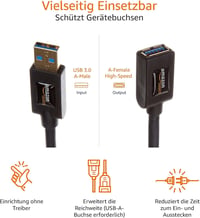 Amazon Basics USB 3.0 A-A hosszabbító kábel 3m fekete, PC kompatibilis - 3 M, Single 4