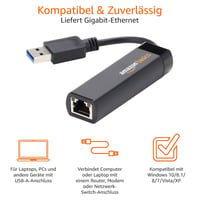 Adaptér Amazon Basics USB 3.0 na Gigabit Ethernet – sieťový prevodník 10/100/1000 Mb/s, čierny, 1 ks 4