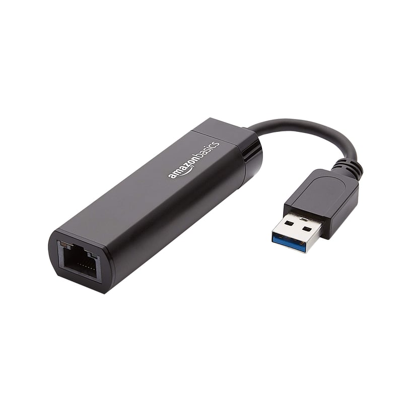 Adaptér Amazon Basics USB 3.0 na Gigabit Ethernet – sieťový prevodník 10/100/1000 Mb/s, čierny, 1 ks