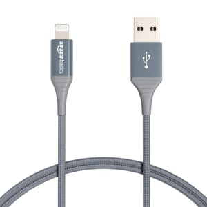 Amazon Basics USB-A Lightning Dupla Nylon Fonott MFi Certified iPhone Töltőkábel Sötétszürke 1,8 m