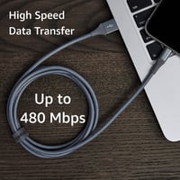 Cablu de încărcare iPhone Amazon Basics USB-A la Lightning, împletit cu nailon dublu, certificat MFi, gri închis, 1,8 m 7