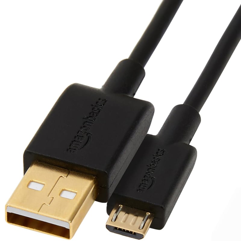 Kábel Amazon Basics USB-A – Micro USB 2.0, pozlátené konektory – čierny – 1,8 m