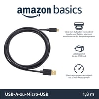 Kábel Amazon Basics USB-A – Micro USB 2.0, pozlátené konektory – čierny – 1,8 m 2
