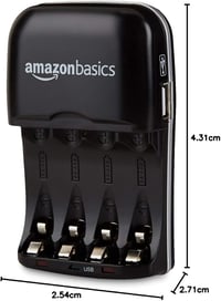 Amazon Basics Ni-MH AA/AAA akkumulátortöltő USB töltőporttal - fekete 8