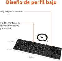 Amazon Basics USB Billentyűzet Vékony Alap Fekete Spanyol Kiosztás 3