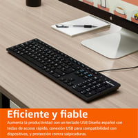 Amazon Basics USB Billentyűzet Vékony Alap Fekete Spanyol Kiosztás 6