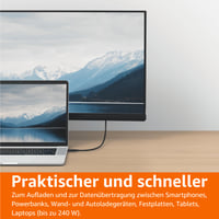 Rýchlonabíjací kábel Amazon Basics USB-C 4, 240 W, 40 Gbps, 8K, Thunderbolt 4/3 – čierny – 1 m 6