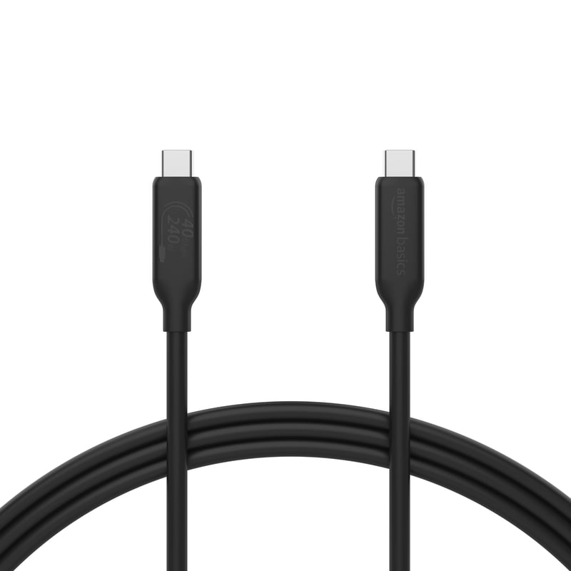 Rýchlonabíjací kábel Amazon Basics USB-C 4, 240 W, 40 Gbps, 8K, Thunderbolt 4/3 – čierny – 1 m