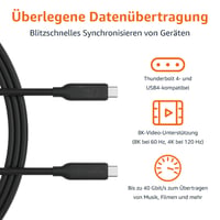 Rýchlonabíjací kábel Amazon Basics USB-C 4, 240 W, 40 Gbps, 8K, Thunderbolt 4/3 – čierny – 1 m 2