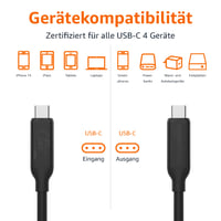 Rýchlonabíjací kábel Amazon Basics USB-C 4, 240 W, 40 Gbps, 8K, Thunderbolt 4/3 – čierny – 1 m 3