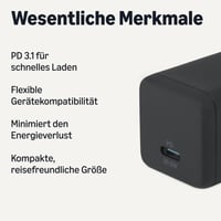 Încărcător de perete Amazon Basics USB-C Nano GaN 20W cu încărcare rapidă PD 3.1 pentru telefon și tabletă - Negru 2