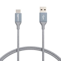 Cablu de încărcare rapidă Amazon Basics USB-C la USB-A 2.0, împletitură de nailon, 480 Mbps, certificat USB-IF, iPhone 16/15, iPad, Samsung Galaxy, 0,9 m, gri închis 1