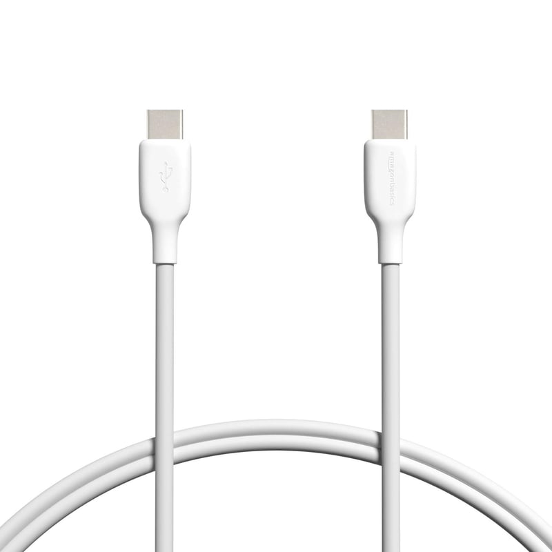 Cablu de încărcare rapidă Amazon Basics USB-C la USB-C 2.0, 480 Mbps, certificat USB-IF, pentru iPhone 16/15, iPad, Samsung Galaxy, 0,9 m, alb