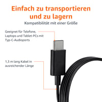 Káblové slúchadlá Amazon Basics USB-C s mikrofónom, čierne, štupľové slúchadlá 3