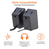 Amazon Basics USB PC reproduktor pre stolný počítač a notebook, 1 ks, čierny 2