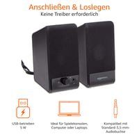 Amazon Basics USB PC reproduktor pre stolný počítač a notebook, 1 ks, čierny 3