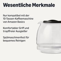 Amazon Basics Üveg Kávéfőző Kancsó Fedővel 1,25L 10 Csészés Kapacitás 2