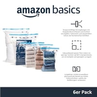Amazon Basics vakuumske vreće za odjeću s hermetičkim ventilom i ručnom pumpom, Jumbo, 6 komada, s patentnim zatvaračem, prozirne 2