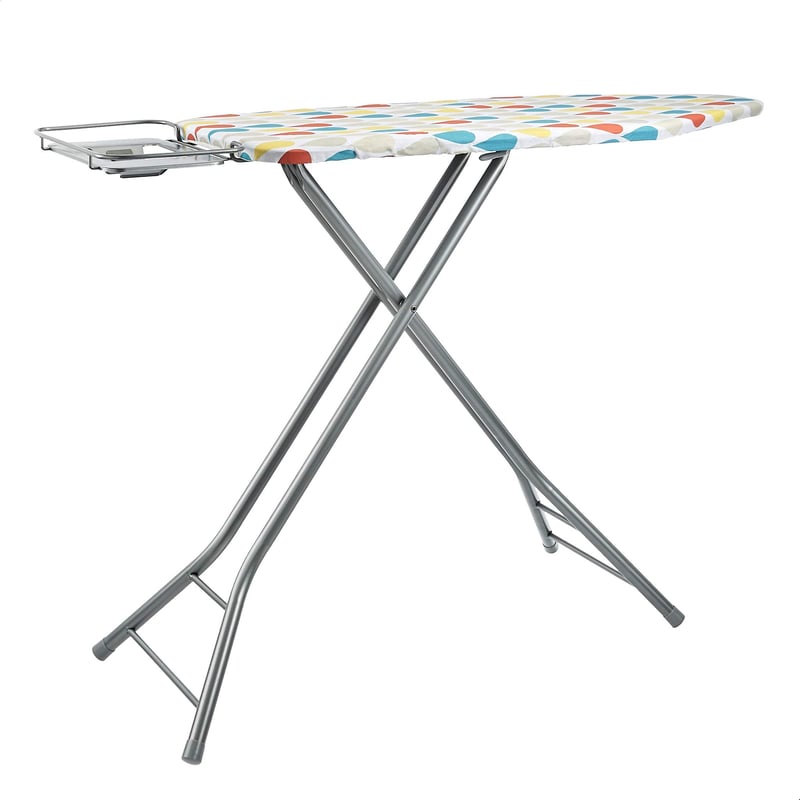 Masă de călcat Amazon Basics cu suport pentru fier de călcat în formă de H, înălțime reglabilă până la 97 cm, 122 x 43 cm, gri