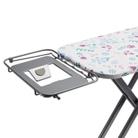 Amazon Basics Vasalódeszka Tárolórekesszel és H-alakú Vasalótartóval, 122x38 cm, Nagy méret, Szürke, Virágmintás 4