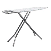 Amazon Basics Vasalódeszka Tárolórekesszel és H-alakú Vasalótartóval, 122x38 cm, Nagy méret, Szürke, Virágmintás 1