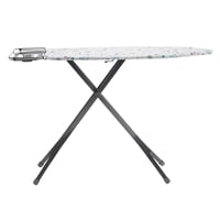 Amazon Basics Vasalódeszka Tárolórekesszel és H-alakú Vasalótartóval, 122x38 cm, Nagy méret, Szürke, Virágmintás 2