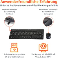Amazon Basics Vezeték nélküli billentyűzet és egér szett, 2.4GHz, fekete 2