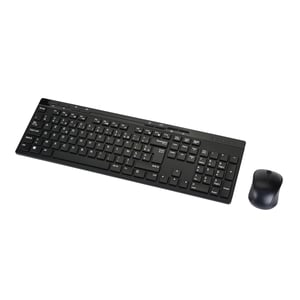 Set tastatură și mouse wireless Amazon Basics, layout FR – negru