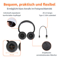 Căști wireless over-ear Amazon Basics cu Bluetooth 5.1, 35 de ore de redare, ușoare, reglabile, pentru călătorii, birou, telefon, PC, negru 3